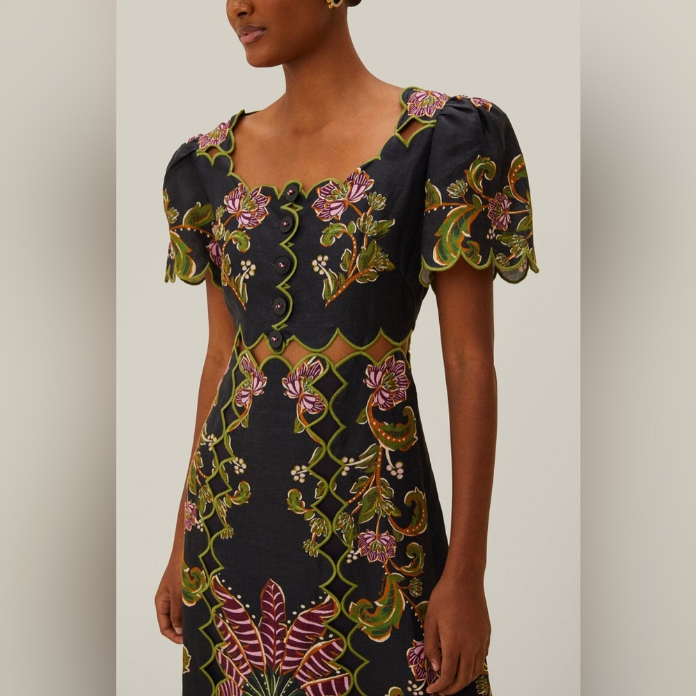 NWT Farm Rio Black Ravenala Short Sleeve Maxi Dress - Picture 4 of 11